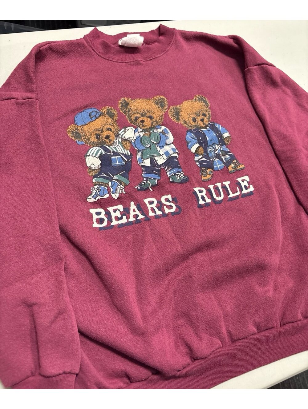 Vintage Bears Rule Teddy Bear Graphic Crewneck Sweatshirt Ross Sportswear USA 1X